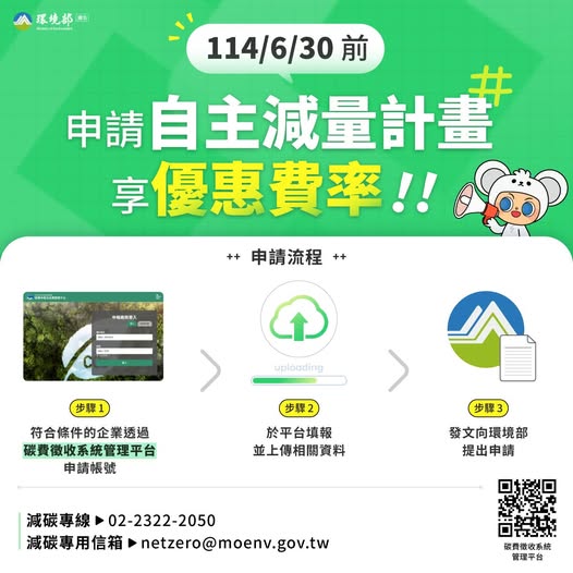 碳費制度今年上路 _申請自主減量計畫 享優惠費率！